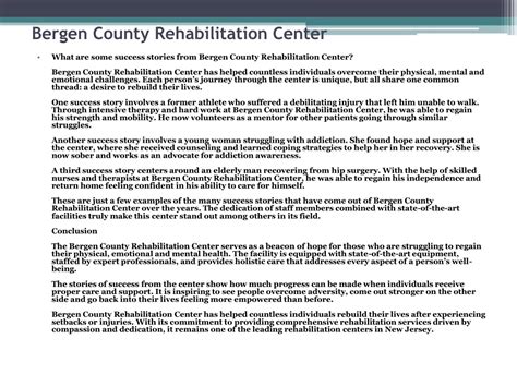 bergen county rehabilitation center